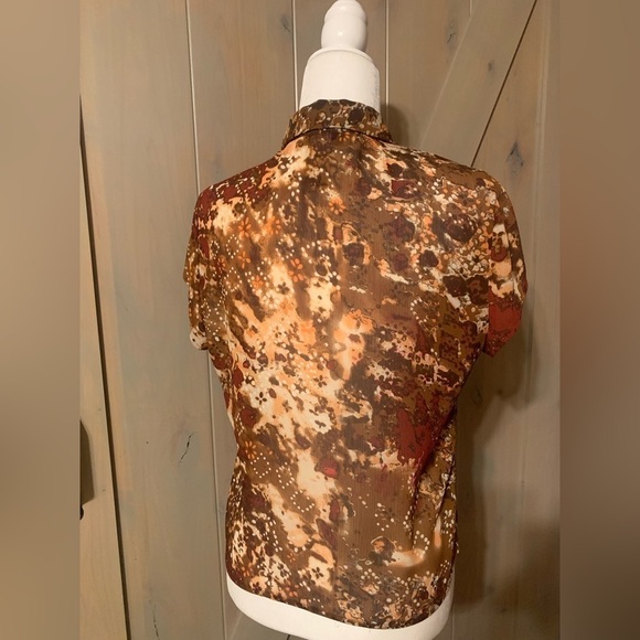 SagHarbor Blouse Size 12P Color Brown and Beige - Picture 3 of 4